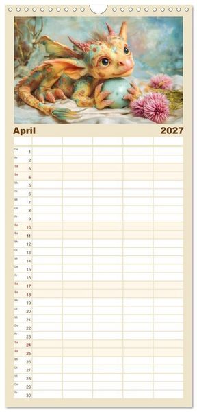 Produktbild: Familienplaner 2027 - Ewige Drachenliebe - Eine zeitlose Faszination mit 5 Spalten (Wandkalender, 21 x 45 cm) CALVENDO