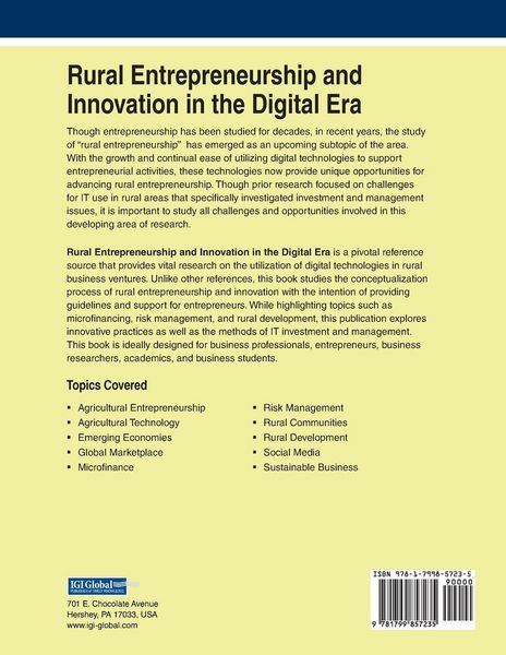 Produktbild: Rural Entrepreneurship and Innovation in the Digital Era