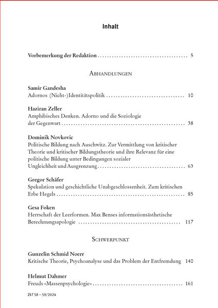 Produktbild: Zeitschrift für kritische Theorie, Heft 58/59