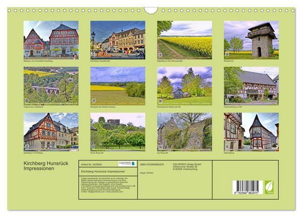 Produktbild: Kirchberg Hunsr&uuml;ck Impressionen (Wandkalender 2027 DIN A3 quer), CALVENDO Monatskalender