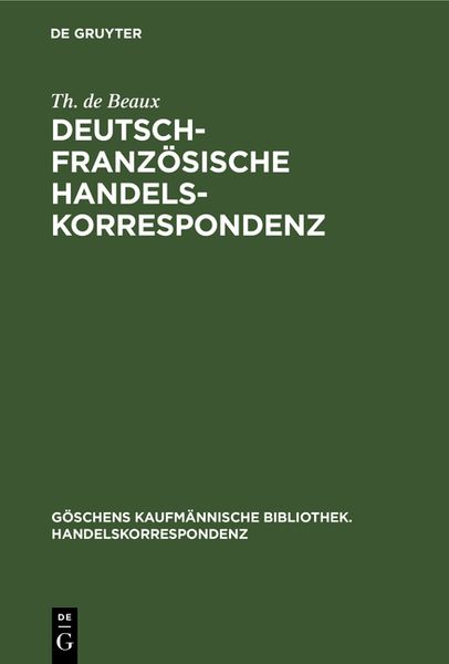 Produktbild: Deutsch-Franz&ouml;sische Handelskorrespondenz