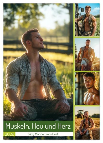 Muskeln, Heu und Herz - Sexy Männer vom Dorf (Wandkalender 2026 DIN A3 hoch), CALVENDO Monatskalender