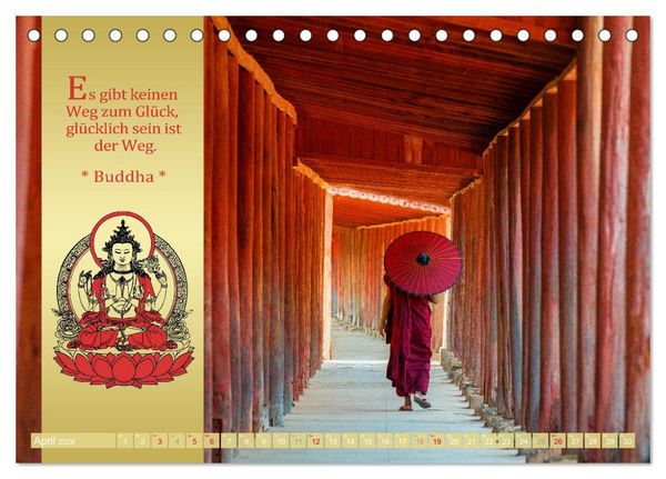 Produktbild: BUDDHAS WORTE - Buddhistische Weisheiten (Tischkalender 2026 DIN A5 quer), CALVENDO Monatskalender