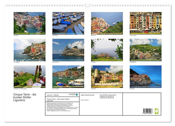 Produktbild: Cinque Terre - die bunten D&ouml;rfer Liguriens (Wandkalender 2026 DIN A2 quer), CALVENDO Monatskalender