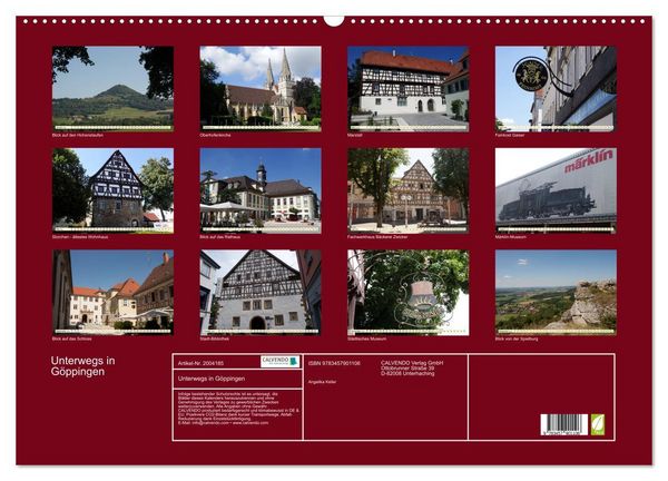 Produktbild: Unterwegs in G&ouml;ppingen (Wandkalender 2026 DIN A2 quer), CALVENDO Monatskalender