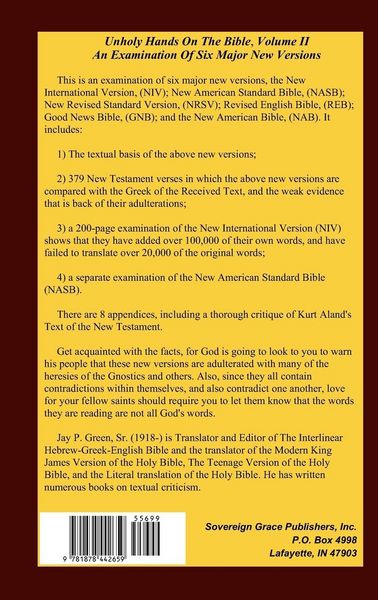 Produktbild: Unholy Hands on the Bible, an Examination of Six Major New Versions, Volume 2 of 3 Volumes