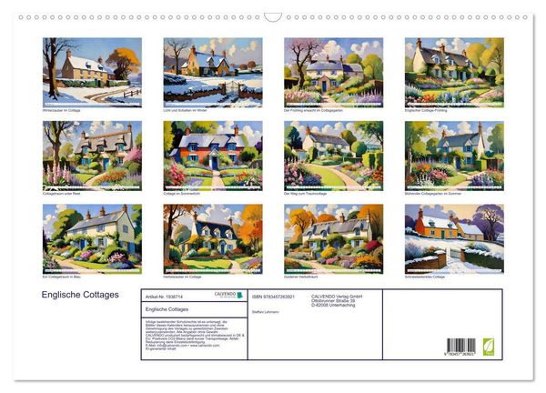 Produktbild: Englische Cottages (Wandkalender 2026 DIN A2 quer), CALVENDO Monatskalender