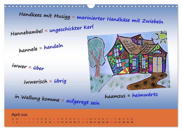 Produktbild: De Hessisch-Kalenner - hessisch babbele lerne in aam Johr (Wandkalender 2026 DIN A3 quer), CALVENDO Monatskalender