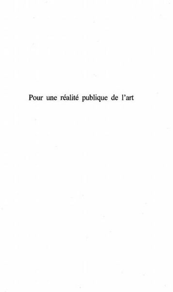 Produktbild: Pour Une Realite Publique De L'art