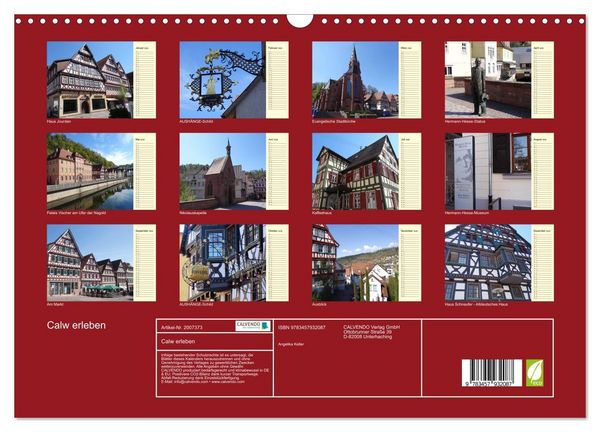 Produktbild: Calw erleben (Wandkalender 2026 DIN A3 quer), CALVENDO Monatskalender