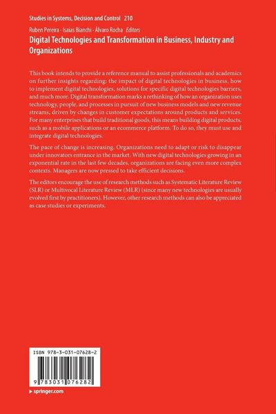 Produktbild: Digital Technologies and Transformation in Business, Industry and Organizations