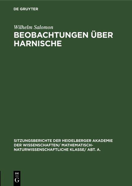 Produktbild: Beobachtungen &uuml;ber Harnische