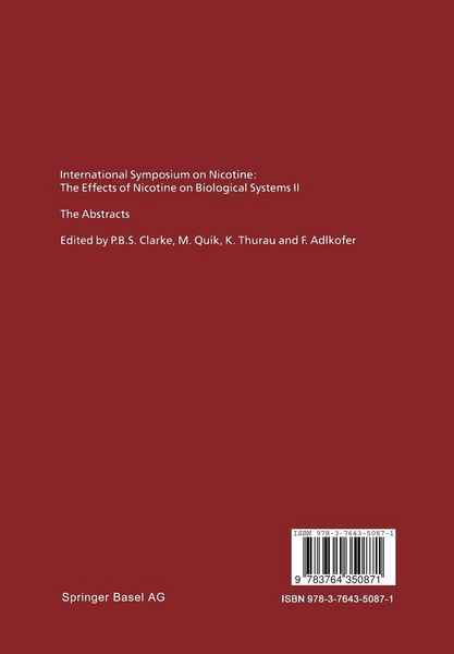 Produktbild: International Symposium on Nicotine: The Effects of Nicotine on Biological Systems II
