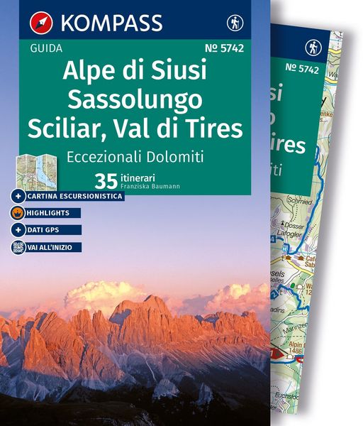 Produktbild: KOMPASS guida escursionistica Alpe di Siusi, Sassolungo, Sciliar, Val di Tires, 35 itinerari