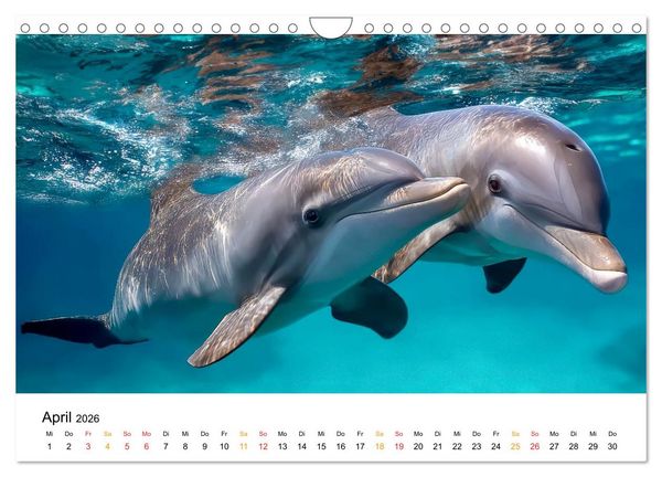 Produktbild: Delfine - Wellen K&uuml;nstler (Wandkalender 2026 DIN A4 quer), CALVENDO Monatskalender
