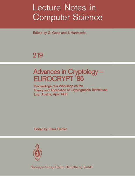 Produktbild: Advances in Cryptology &ndash; EUROCRYPT '85