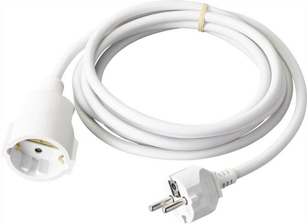 Produktbild: Sygonix SY-4872634 Strom Verl&auml;ngerungskabel 16A Wei&szlig; 3.00m H05VV-F 3G 1,5mm&sup2;