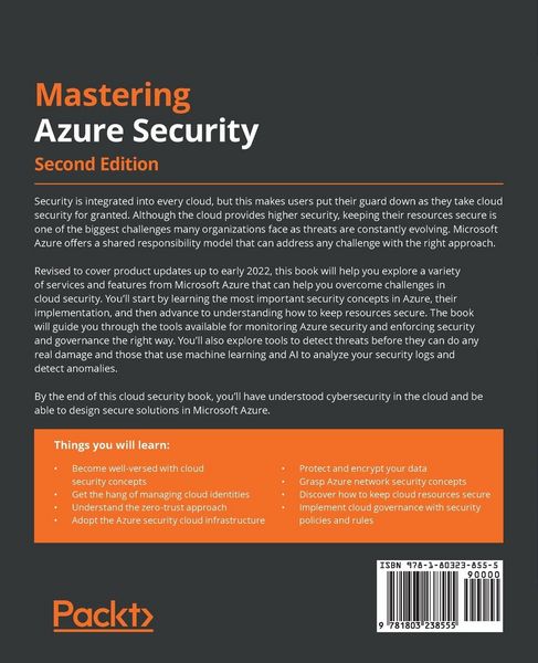 Produktbild: Mastering Azure Security - Second Edition
