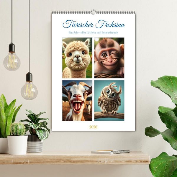Produktbild: Tierischer Frohsinn - Ein Jahr voller L&auml;cheln und Lebensfreude (Wandkalender 2026 DIN A2 hoch), CALVENDO Monatskalender