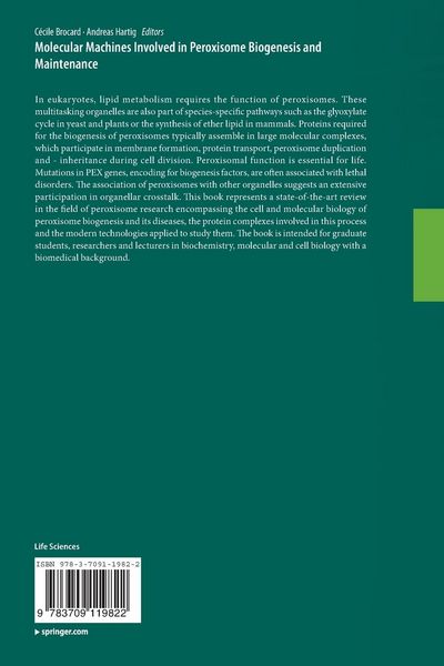 Produktbild: Molecular Machines Involved in Peroxisome Biogenesis and Maintenance