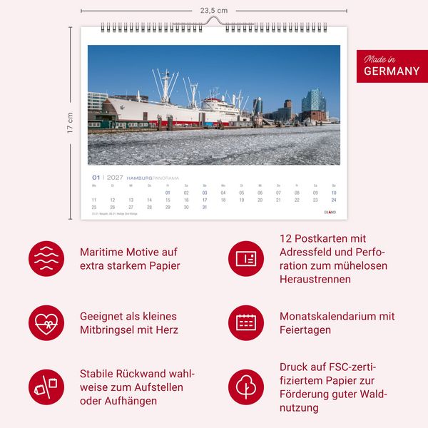 Produktbild: Hamburg Panorama-Postkartenkalender 2027