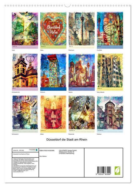 Produktbild: D&uuml;sseldorf die Stadt am Rhein (hochwertiger Premium Wandkalender 2026 DIN A2 hoch), Kunstdruck in Hochglanz