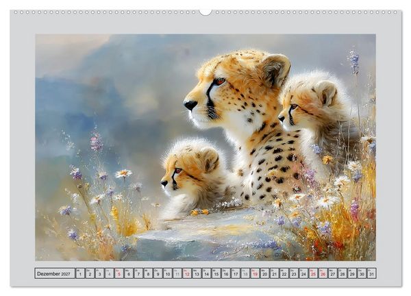 Produktbild: Geparden. Eleganz zwischen Speed und Stille (hochwertiger Premium Wandkalender 2027 DIN A2 quer), Kunstdruck in Hochglanz