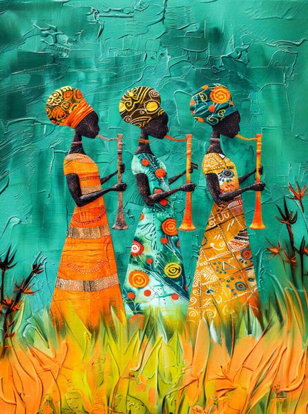Produktbild: CALVENDO Puzzle Farbenfrohe afrikanische Damen spielen Musik | 2000 Teile Lege-Gr&ouml;&szlig;e 90x67cm Foto-Puzzle f&uuml;r gl&uuml;ckliche Stunden