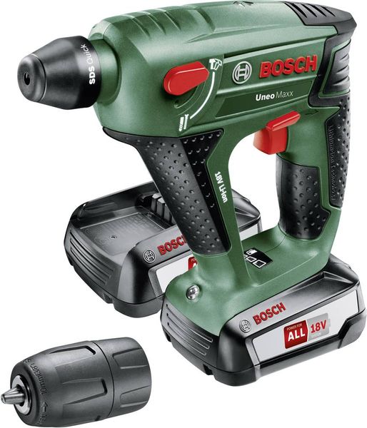 Produktbild: Bosch Home and Garden Uneo Maxx SDS-Quick-Akku-Bohrhammer 18 V 2.5 Ah Li-Ion inkl. 2. Akku, inkl. Koffer