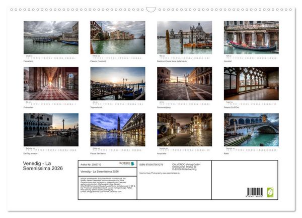 Produktbild: Venedig - La Serenissima 2026 (Wandkalender 2026 DIN A2 quer), CALVENDO Monatskalender