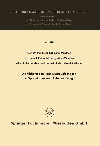 Produktbild: Die Abh&auml;ngigkeit der Querzugfestigkeit der Spanplatten vom Anteil an Feingut