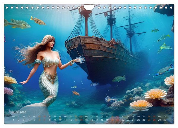Produktbild: Meerjungfrauen in mystischen Unterwasserwelten (Wandkalender 2026 DIN A4 quer), CALVENDO Monatskalender