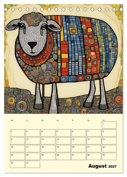 Produktbild: Farbenfrohe Tiermalerei (Tischkalender 2027 DIN A5 hoch), CALVENDO Monatskalender