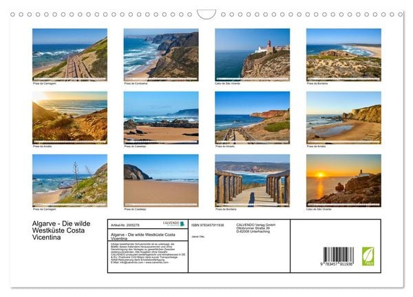 Produktbild: Algarve - Die wilde Westk&uuml;ste Costa Vicentina (Wandkalender 2026 DIN A3 quer), CALVENDO Monatskalender