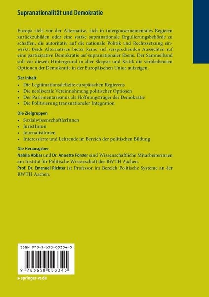 Produktbild: Supranationalit&auml;t und Demokratie