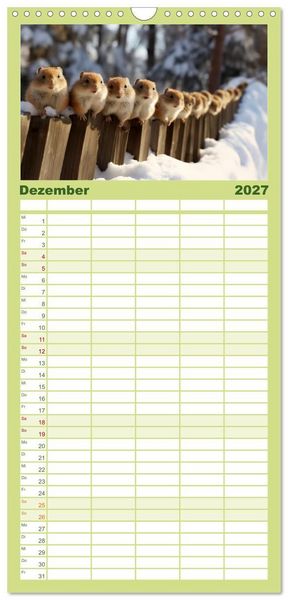 Produktbild: Familienplaner 2027 - Nach Art der Lemminge mit 5 Spalten (Wandkalender, 21 x 45 cm) CALVENDO
