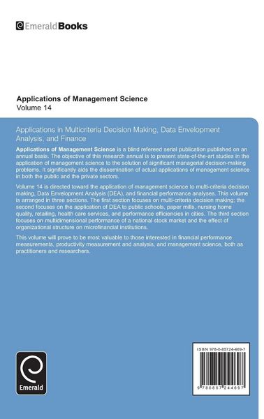 Produktbild: Applications in Multi-criteria Decision Making, Data Envelopment Analysis, and Finance
