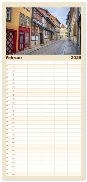 Produktbild: Familienplaner 2026 - Quedlinburg - Die historische Altstadt mit 5 Spalten (Wandkalender, 21 x 45 cm) CALVENDO
