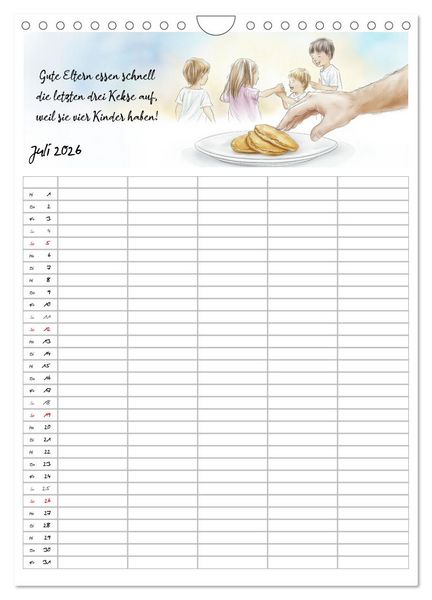 Produktbild: Elternspr&uuml;che Familienplaner (Wandkalender 2026 DIN A4 hoch), CALVENDO Monatskalender