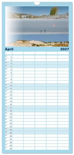 Produktbild: Familienplaner 2027 - K&uuml;stenstreifen an der Nordsee mit 5 Spalten (Wandkalender, 21 x 45 cm) CALVENDO