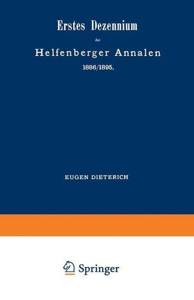 Produktbild: Erstes Dezennium der Helfenberger Annalen 1886/1895 / Helfenberger Annalen 1896