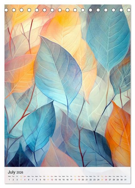 Produktbild: Artistic Leaves (Desk Calendar 2026 DIN A5 portrait), CALVENDO 12 Month DeskCalendar
