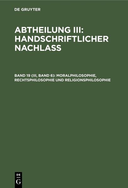 Produktbild: Moralphilosophie, Rechtsphilosophie und Religionsphilosophie