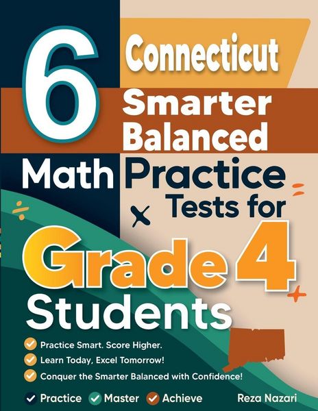 Produktbild: 6 Connecticut Smarter Balanced Grade 4 Math Practice Tests