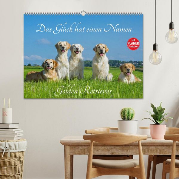 Produktbild: Das Gl&uuml;ck hat einen Namen - Golden Retriever (Wandkalender 2026 DIN A2 quer), CALVENDO Monatskalender