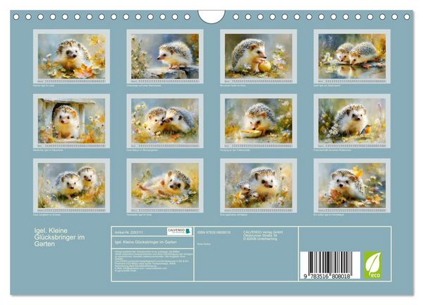 Produktbild: Igel. Kleine Gl&uuml;cksbringer im Garten (Wandkalender 2027 DIN A4 quer), CALVENDO Monatskalender