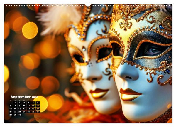 Produktbild: MASKEN - poetisch und vertr&auml;umt (hochwertiger Premium Wandkalender 2026 DIN A2 quer), Kunstdruck in Hochglanz