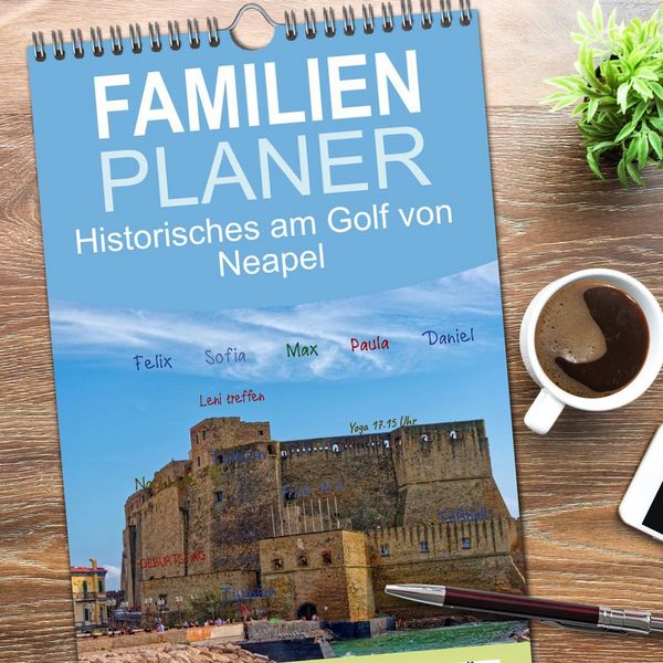 Produktbild: Familienplaner 2026 - Historisches am Golf von Neapel mit 5 Spalten (Wandkalender, 21 x 45 cm) CALVENDO