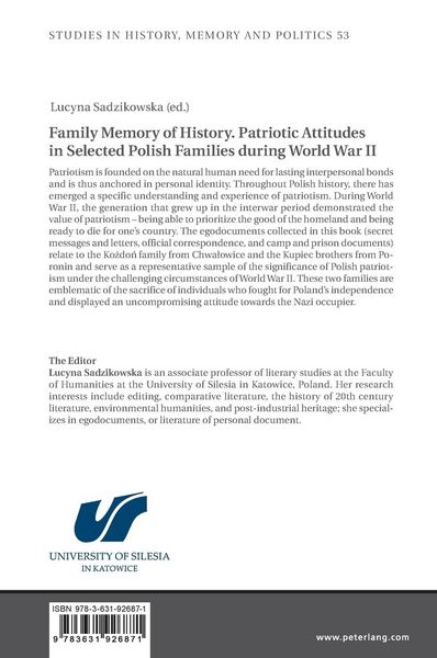 Produktbild: Family Memory of History. Patriotic Attitudes in Selected Polish Families during World War II