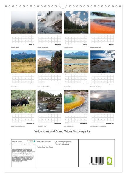 Produktbild: Yellowstone und Grand Tetons Nationalparks (Wandkalender 2026 DIN A3 hoch), CALVENDO Monatskalender